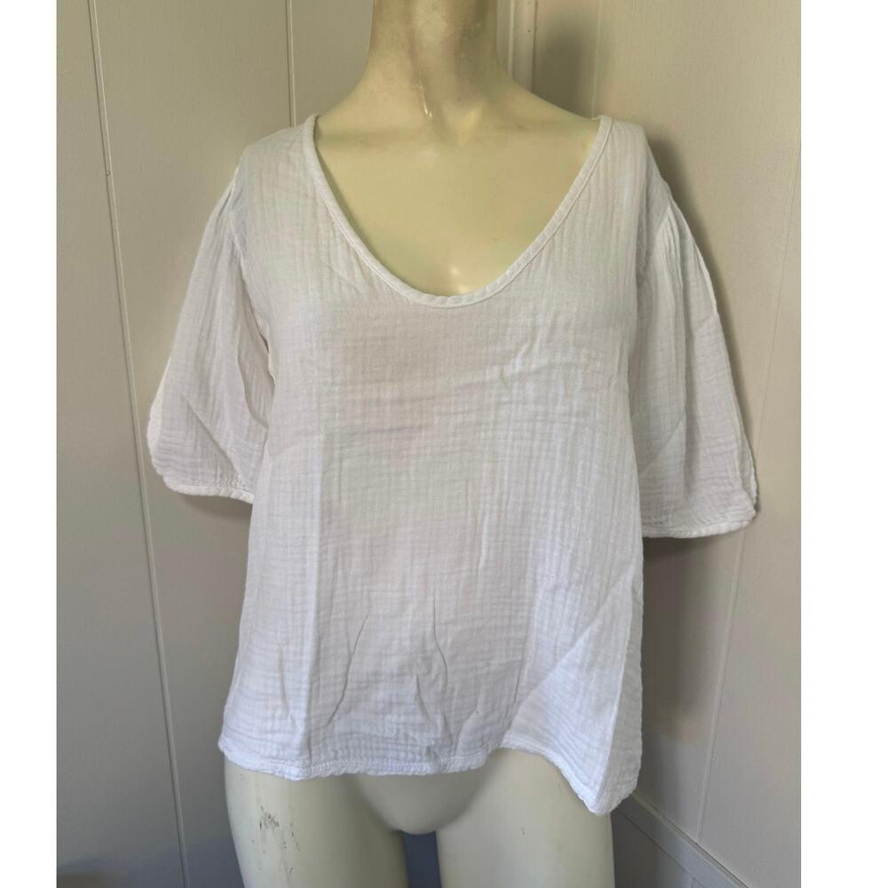 Velvet by Graham & Spencer Cotton Gauze Puff Sleeve Top Size XS